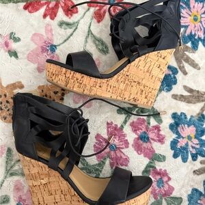 Black Wedge Sandals size 6.5